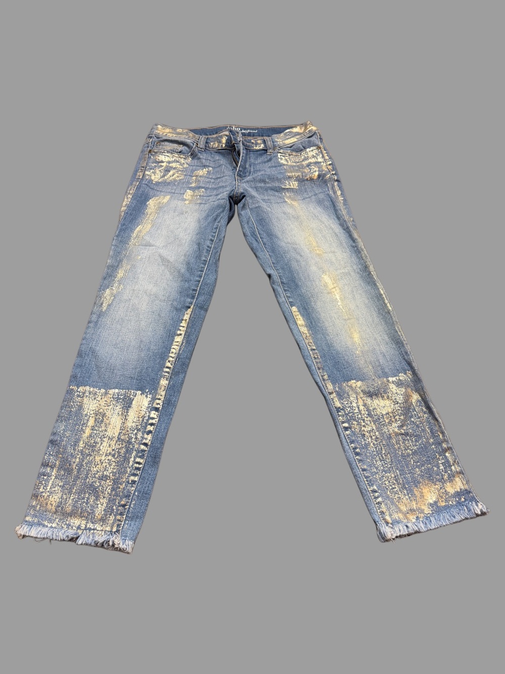 Women’s Boyfriend Jeans with Gold Accent - Blue